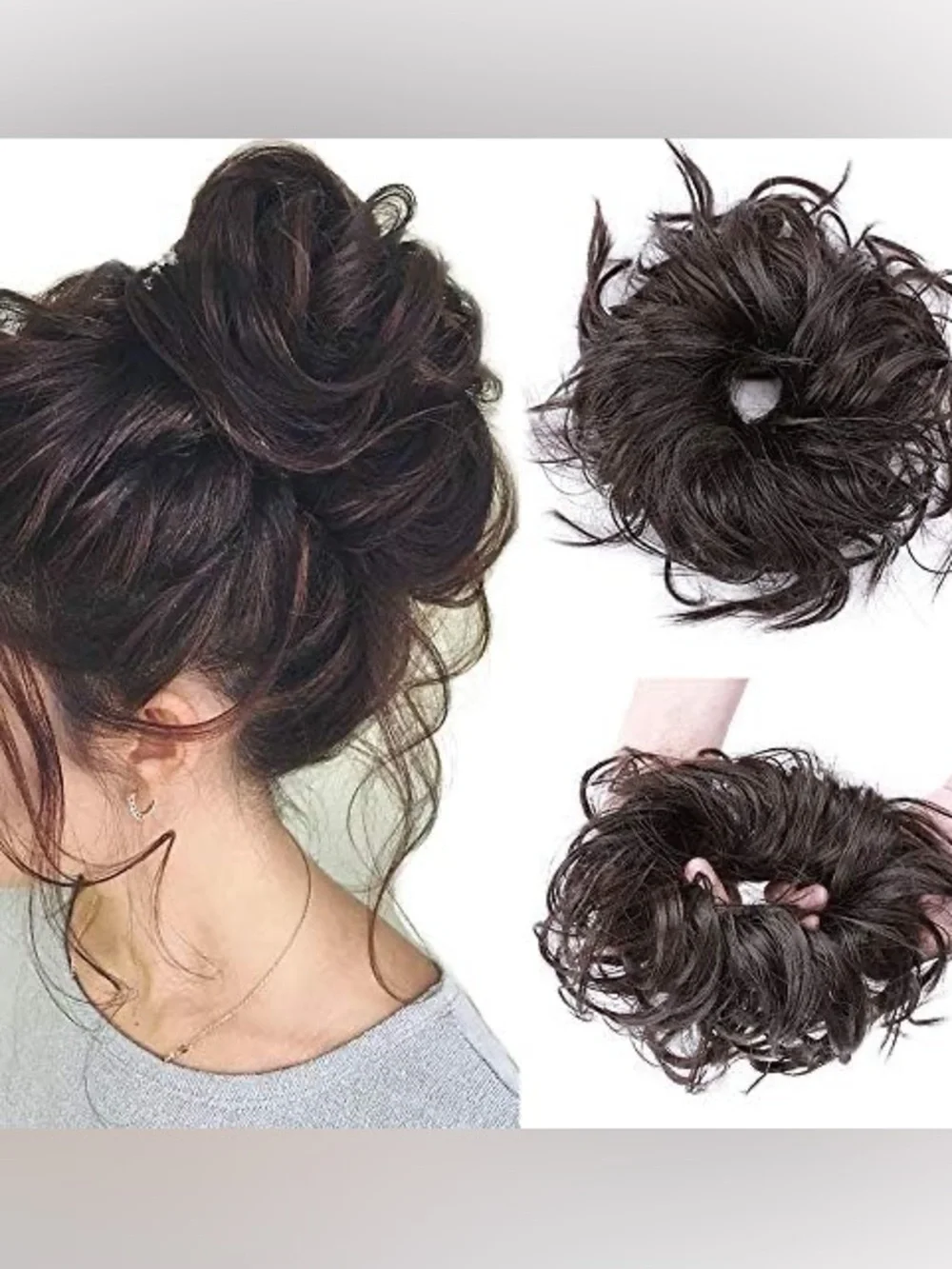 Scunci Brunette Messy Bun Hair Piece Scrunchie Updo Extension NEW Boho Brown